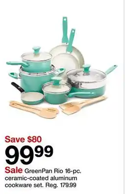 Target GreenPan Rio 16-pc. ceramic-coated aluminum cookware set offer