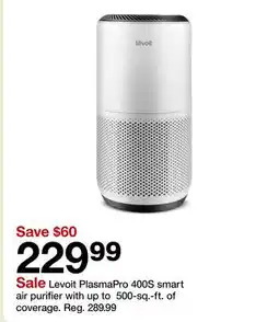 Target Levoit PlasmaPro 400S smart air purifier with up to 500-sq.-ft. of coverage offer