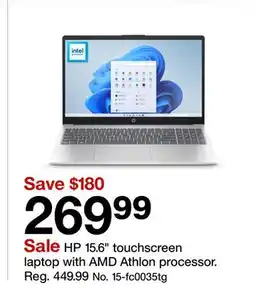 Target HP 15.6 touchscreen laptop with AMD Athlon processor offer