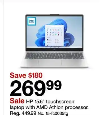 Target HP 15.6 touchscreen laptop with AMD Athlon processor offer