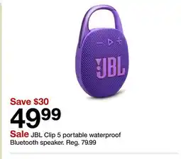 Target JBL Clip 5 portable waterproof Bluetooth speaker offer