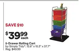 Michaels 5-Drawer rolling Cart by Simply Tidy offer
