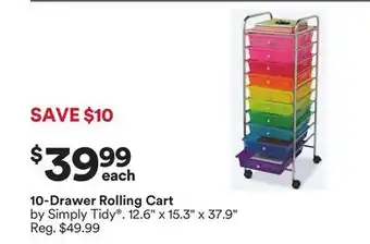 Michaels 10-Drawer rolling Cart by Simply Tidy offer