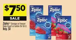 Dollar General Ziploc Storage or Freezer Bags Quart or Gallon offer