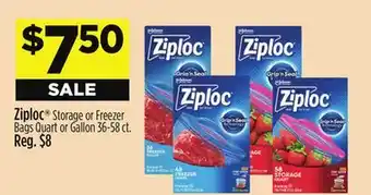 Dollar General Ziploc Storage or Freezer Bags Quart or Gallon offer