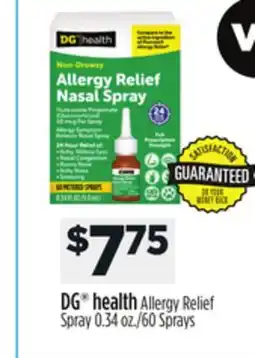 Dollar General DG health Allergy Relief Spray offer