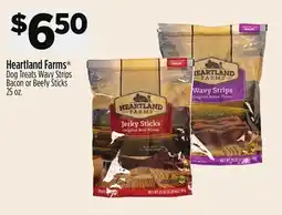 Dollar General Heartland Farms Dog Treats Wavy Strips Bacon or Beefy Sticks offer