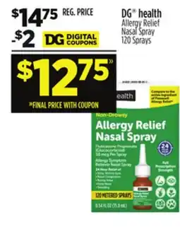 Dollar General DG health Allergy Relief Nasal Spray offer