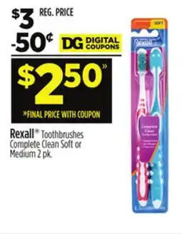 Dollar General Rexall Toothbrushes Complete Clean Soft or Medium offer