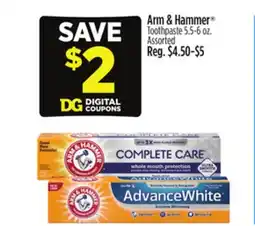 Dollar General Arm & Hammer Toothpaste offer