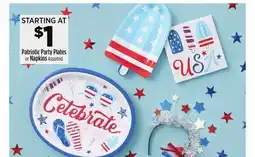 Dollar General Patriotic Party Plates or Napkins offer