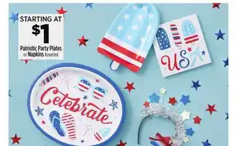 Dollar General Patriotic Party Plates or Napkins offer