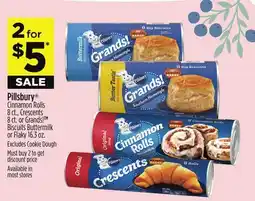 Dollar General Pillsbury Cinnamon Rolls 8 ct., Crescents 8 ct. or Grands!TM Biscuits Buttermilk or Flaky 16.3 oz offer