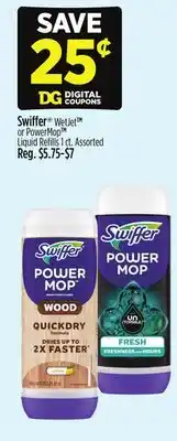 Dollar General Swiffer WetJet or PowerMop liquid Refills offer
