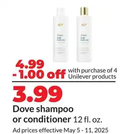 Hy-Vee Dove Shampoo or Conditioner offer