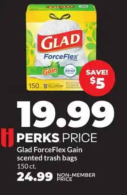 Hy-Vee Glad ForceFlex Gain scented trash bags offer