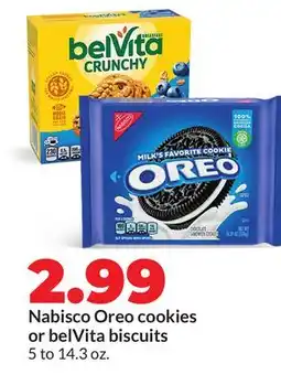 Hy-Vee Nabisco Oreo cookies or belVita biscuits offer