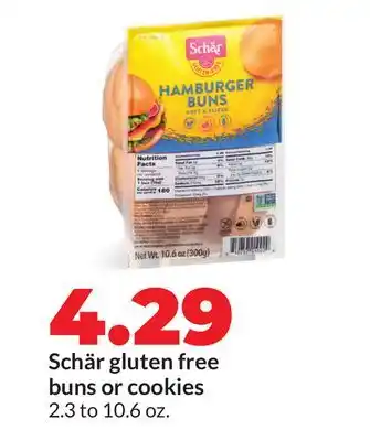 Hy-Vee Schär gluten free buns or cookies offer