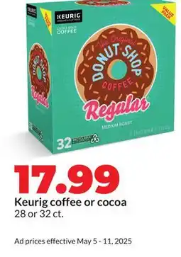 Hy-Vee Keurig coffee or cocoa offer
