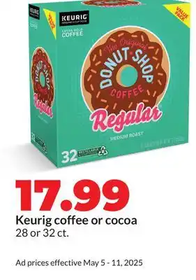 Hy-Vee Keurig coffee or cocoa offer