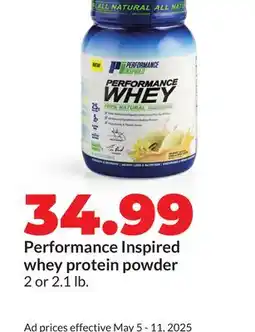 Hy-Vee Performance Inspired whey protein powder offer