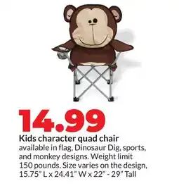 Hy-Vee Kids character quad chair offer