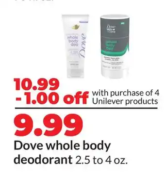 Hy-Vee Dove whole body deodorant offer