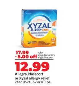Hy-Vee Allegra, Nasacort or Xyzal allergy relief offer
