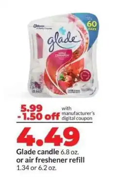 Hy-Vee Glade candle or air freshener refill offer