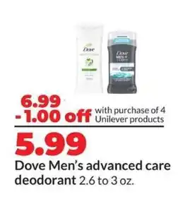 Hy-Vee Dove Men's advanced care deodorant offer
