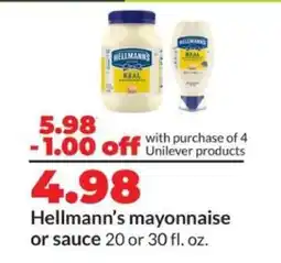 Hy-Vee Hellmann’s mayonnaise or sauce offer