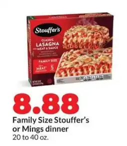 Hy-Vee Family size Stouffer’s or Mings dinner offer