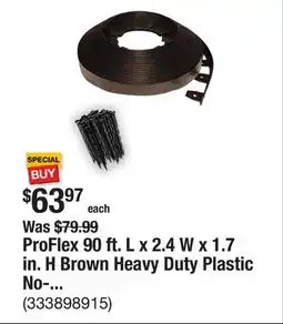 The Home Depot ProFlex 90 ft. L x 2.4 W x 1.7 in. H Brown Heavy Duty Plastic No-Dig Landscape Edging Kit offer