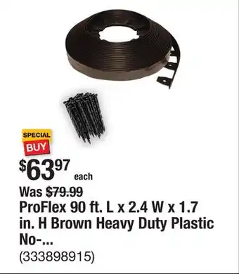 The Home Depot ProFlex 90 ft. L x 2.4 W x 1.7 in. H Brown Heavy Duty Plastic No-Dig Landscape Edging Kit offer