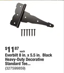 The Home Depot Everbilt 8 in. x 5.5 in. Black Heavy-Duty Decorative Standard Tee Hinge offer