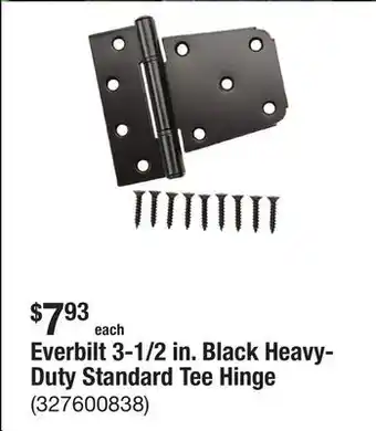 The Home Depot Everbilt 3-1/2 in. Black Heavy-Duty Standard Tee Hinge offer