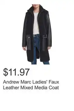 Costco Andrew Marc Ladies' Faux Leather Mixed Media Coat offer