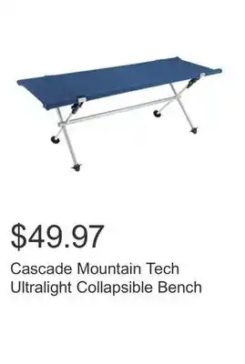 Costco Cascade Mountain Tech Ultralight Collapsible Bench offer