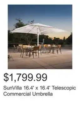 Costco SunVilla 16.4' x 16.4' Telescopic Commercial Umbrella offer