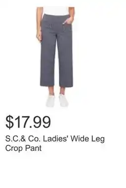 Costco S.C.& Co. Ladies' Wide Leg Crop Pant offer
