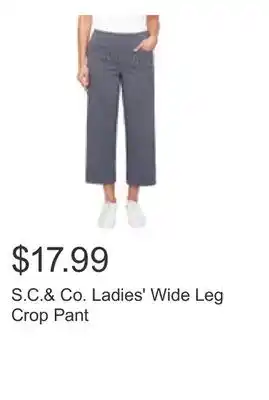 Costco S.C.& Co. Ladies' Wide Leg Crop Pant offer