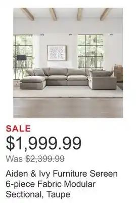 Costco Aiden & Ivy Furniture Sereen 6-piece Fabric Modular Sectional, Taupe offer