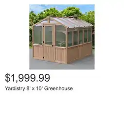 Costco Yardistry 8' x 10' Greenhouse offer