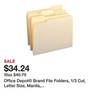 Office Depot Office Depot Brand File Folders, 1/3 Cut, Letter Size, Manila, Pack Of 250 offer
