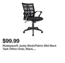 Office Depot Realspace Jaxby Mesh/Fabric Mid-Back Task Office Chair, Black, BIFMA Compliant offer