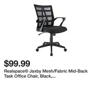 Office Depot Realspace Jaxby Mesh/Fabric Mid-Back Task Office Chair, Black, BIFMA Compliant offer