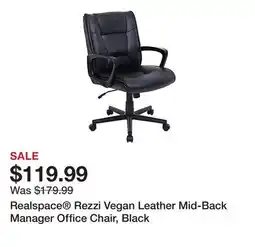 Office Depot Realspace Rezzi Vegan Leather Mid-Back Manager Office Chair, Black offer