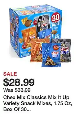 Office Depot Chex Mix Classics Mix It Up Variety Snack Mixes, 1.75 Oz, Box Of 30 Packs offer