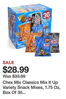 Office Depot Chex Mix Classics Mix It Up Variety Snack Mixes, 1.75 Oz, Box Of 30 Packs offer