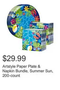 Costco Artstyle Paper Plate & Napkin Bundle, Summer Sun, 200-count offer